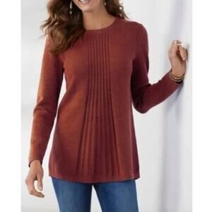 Soft Surroundings Priscilla Tunic Sweater Long Sleeve Cable Knit Front 1X Red